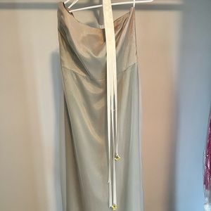 Strapless bridesmaids dress with ribbon